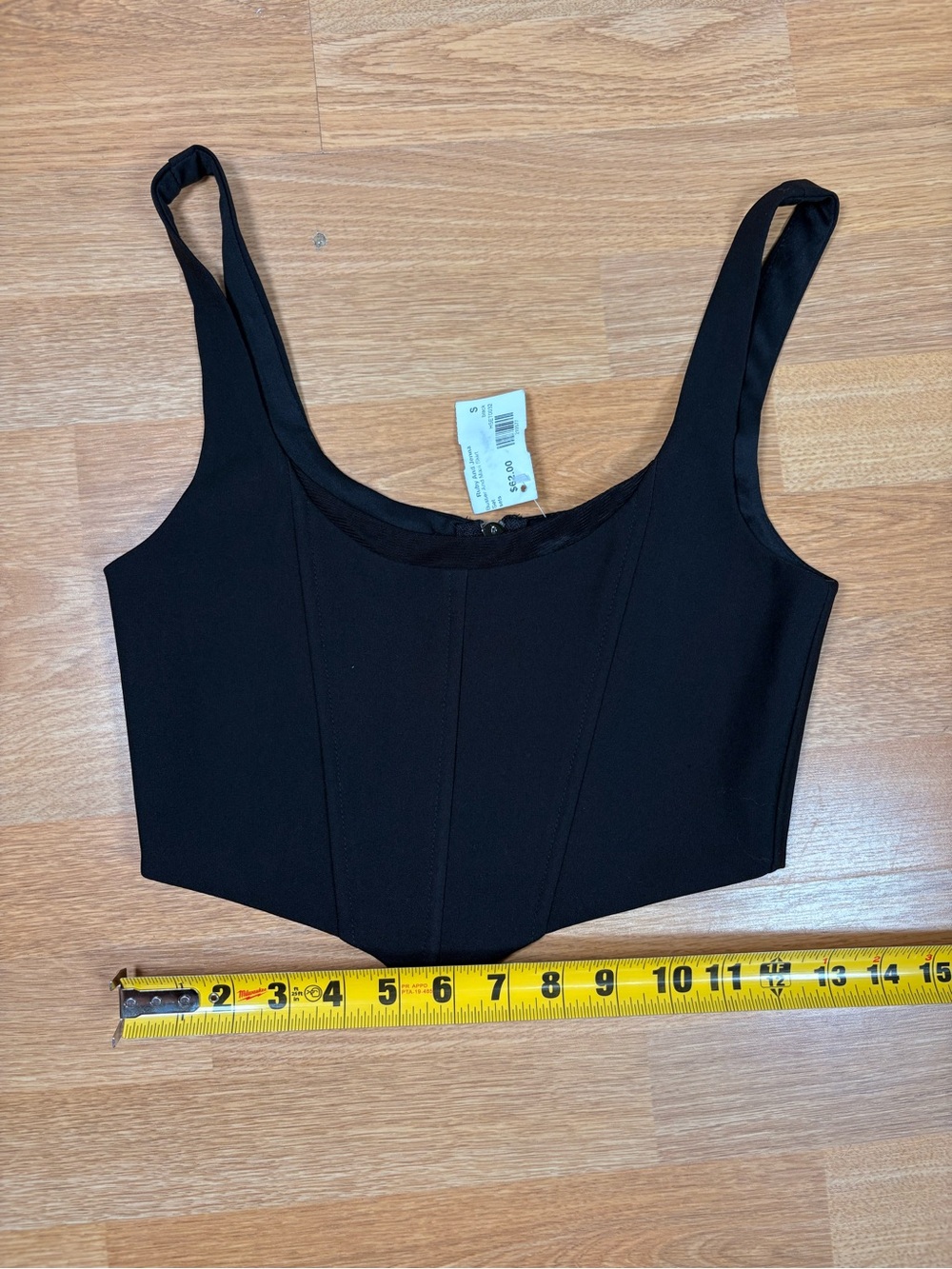 HENSYs - Black Women's Square Neck Crop Tank Top Corsette Top